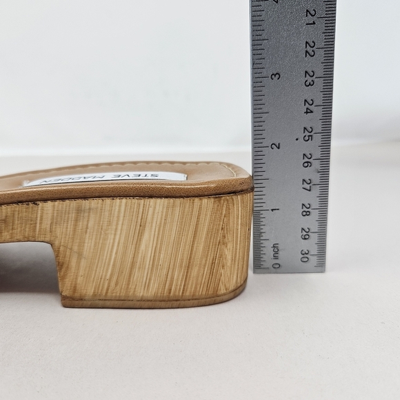 Steve Madden Womens Belong Slip On Thick Black Faux Leather Sandels Sz 39=8.5 - Picture 10 of 12